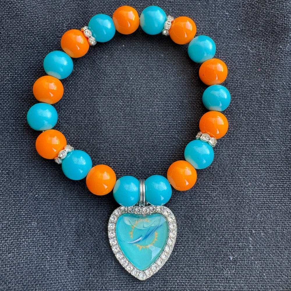 Handmade NFL Miami Dolphins Beaded Bracelet